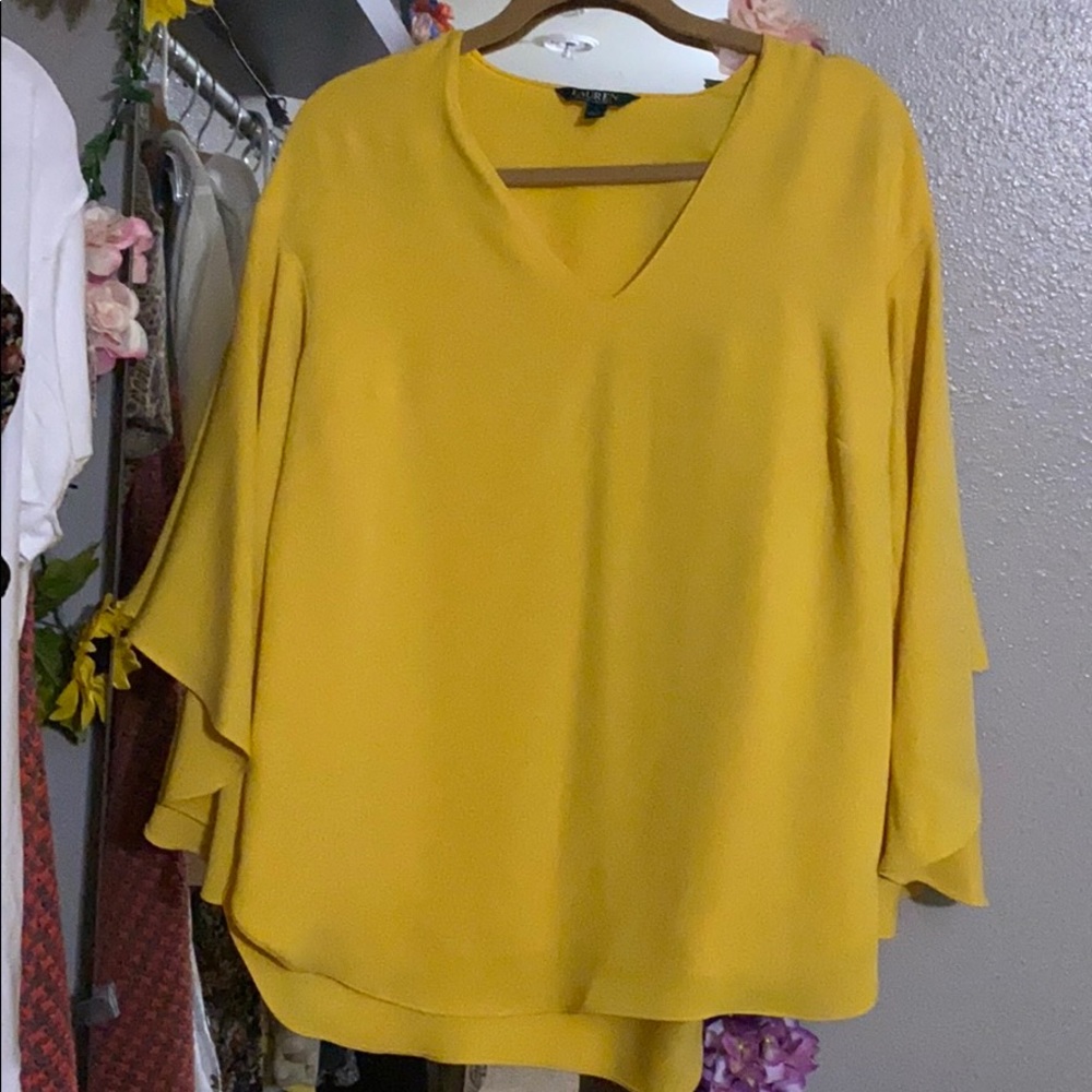 Size L Lauren Conrad mustard yellow blouse